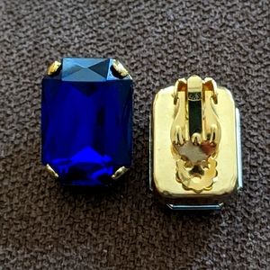 Vintage Blue and Gold Costume clips on earrings